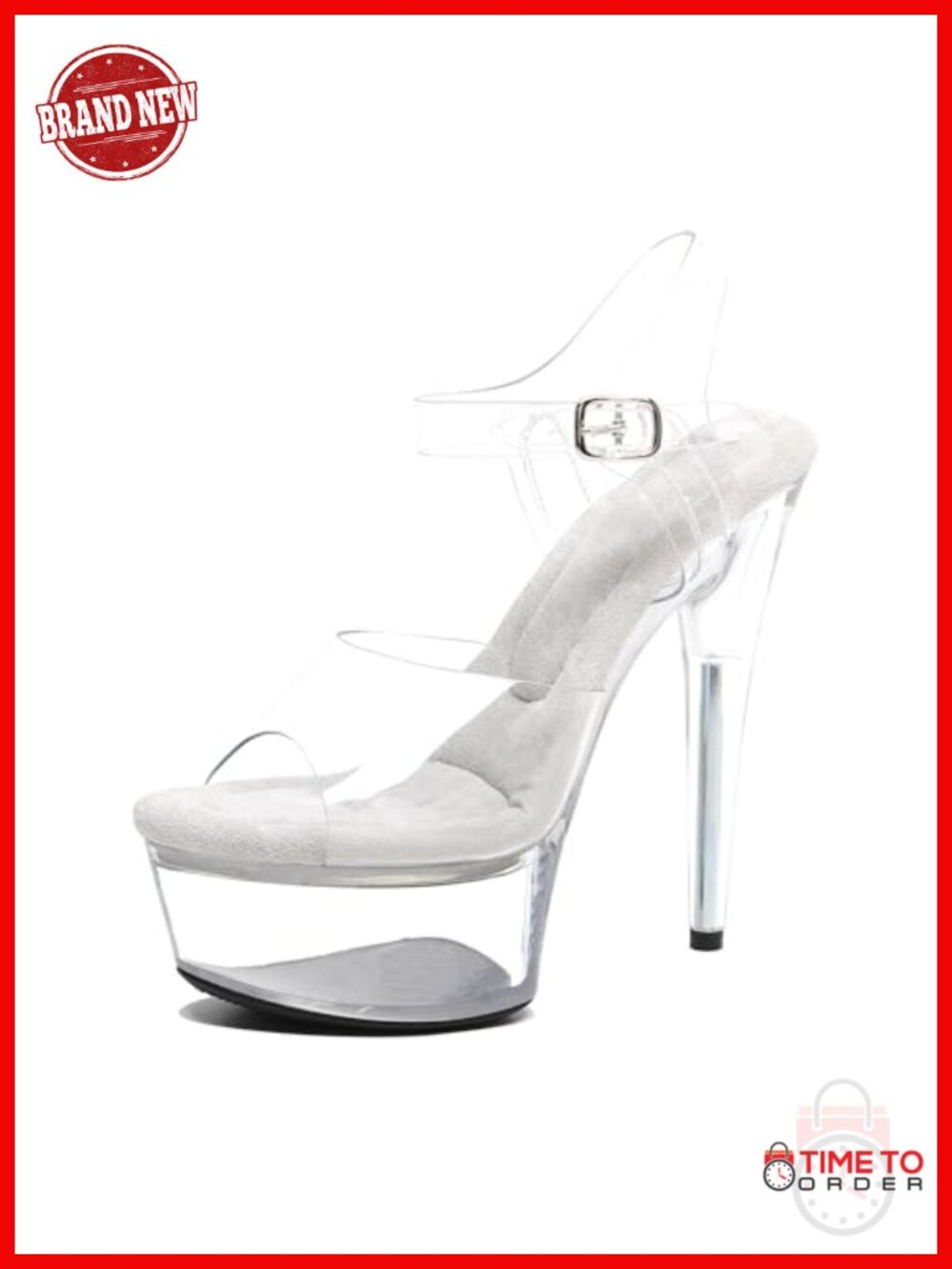 Clear Platform High Heels Ankle-Strap Stiletto Sandals Pole Dance Shoes